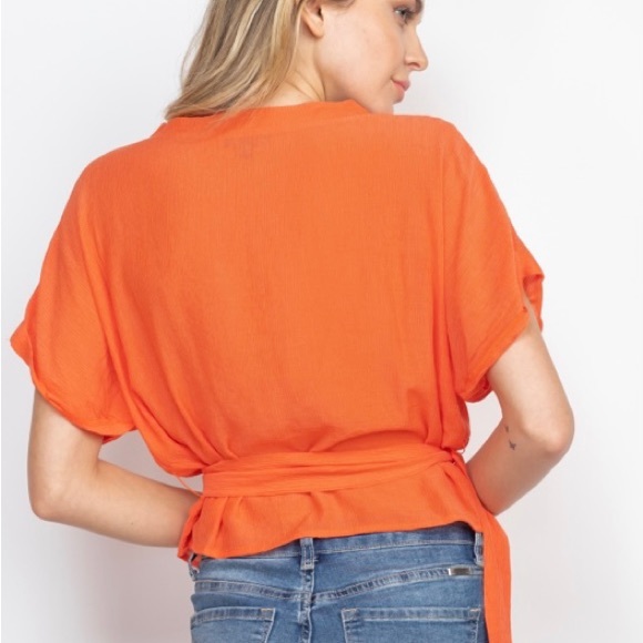 New Orange Wrap Around Blouse - Picture 2 of 2